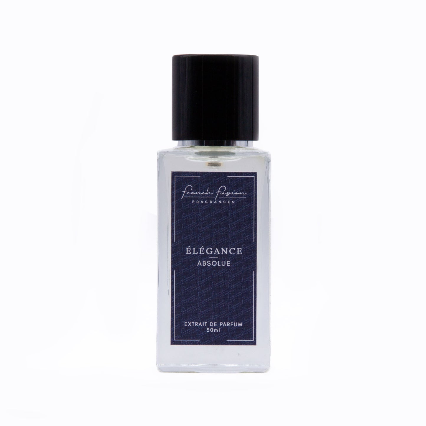 Élégance Absolue – parfum mixte haut de gamme, vue face du flacon raffiné