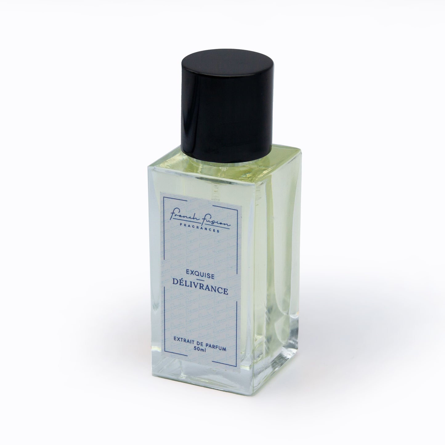 Vue 3/4 flacon Exquise Délivrance – parfum de niche longue tenue mixte