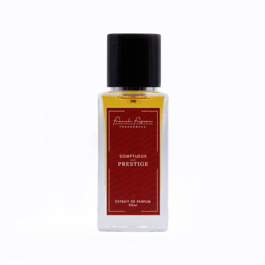 Somptueux Prestige – flacon face parfum de luxe masculin aux fruits rouges